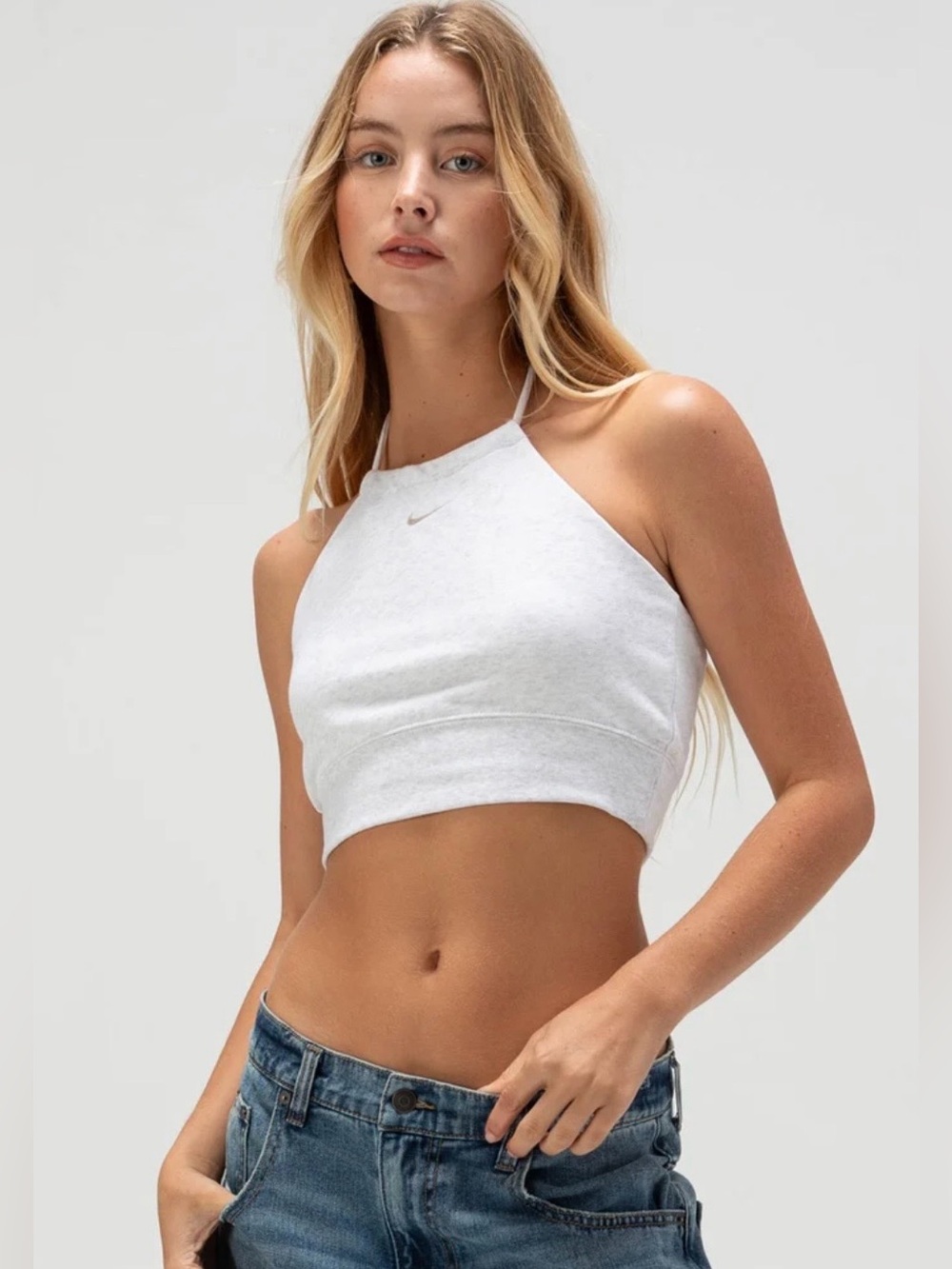 Nike Women's New Sportswear Chill Terry Slim Cropped French Terry Halter Top NWT